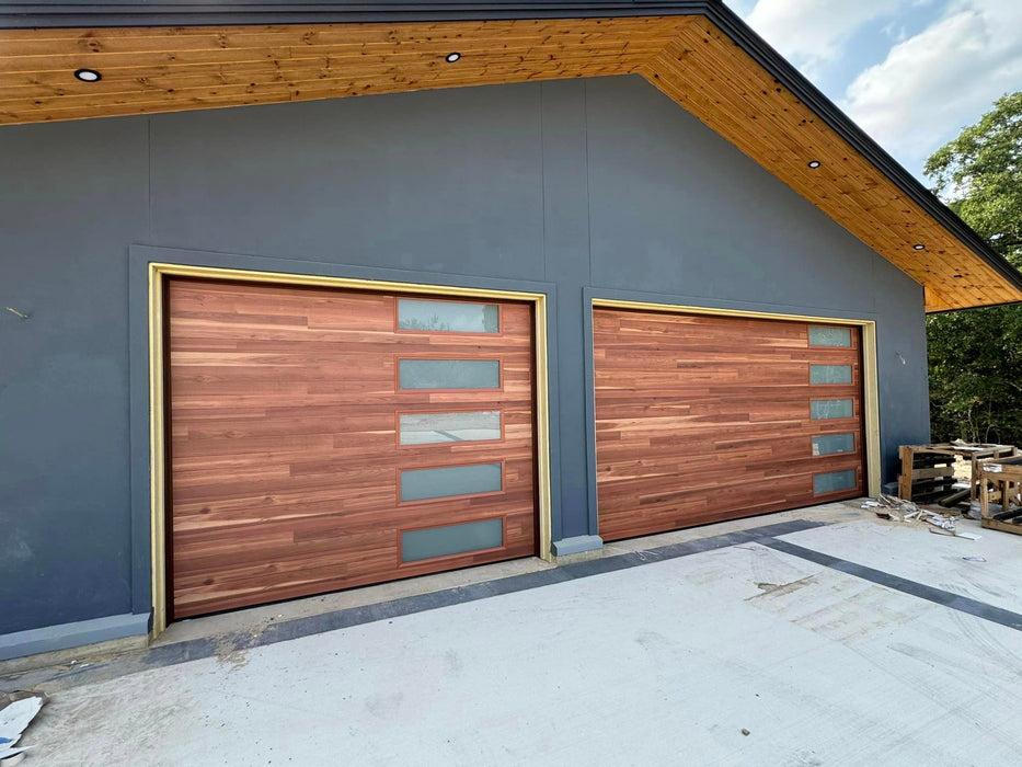 Northwoods - Horizontal Grooves and Texture Steel Garage Door Modern Design