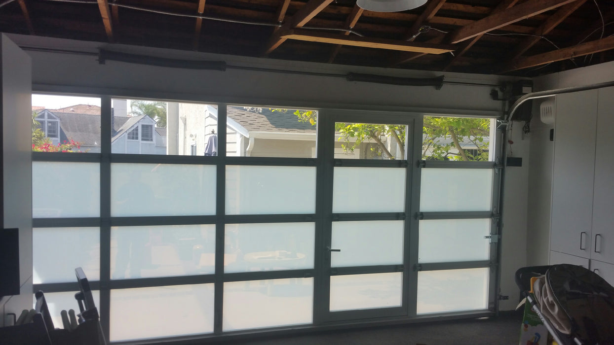 Contemporary Aluminum & Clear Tempered Glass Garage Door with Passage Door