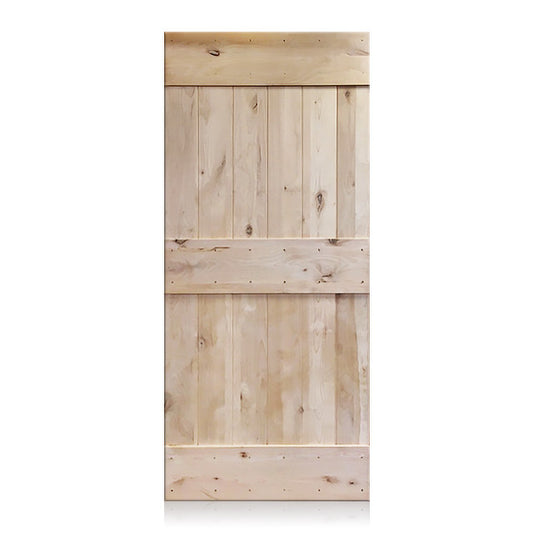 Pablo - Rustic Unfinished 2-Panel V-Groove Knotty Alder Barn Door