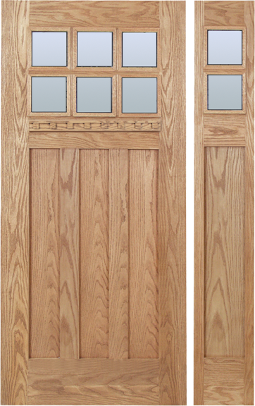 Camila - Craftsman Design Oak Wood Door with Clear Glass