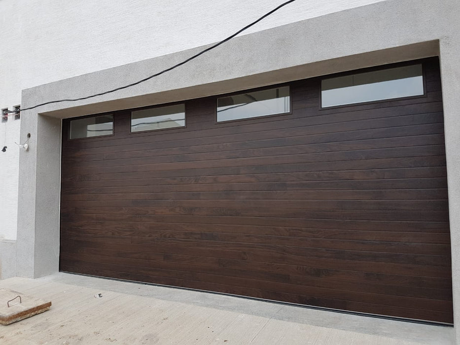 Cleo - Horizontal Grooves and Texture Steel Garage Door Modern Design