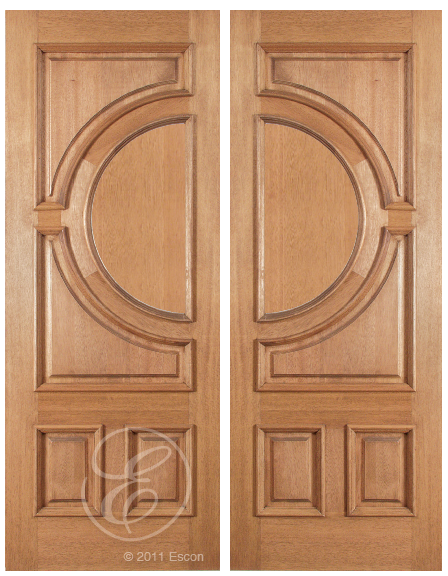 Conner - One Side Raised Moulding Mahogany Wood Exterior Double Doors