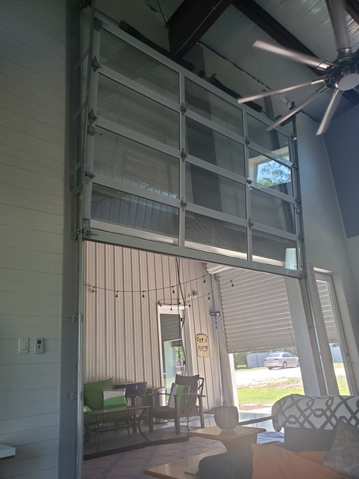Contemporary Aluminum & Clear Tempered Glass Garage Door