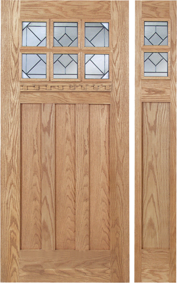 Kaylee - Craftsman Design Oak Wood Door with Beveled Glass