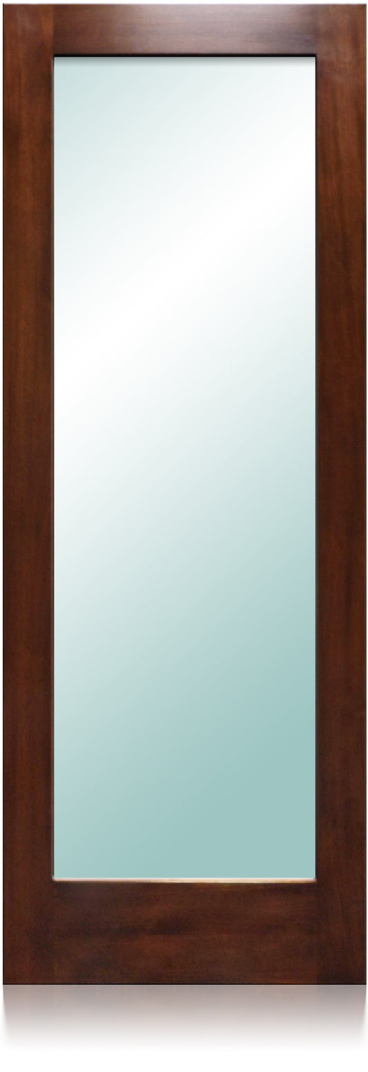 One Lite - Modern Mahogany Wood & White Laminated Glass Entry Solid Door