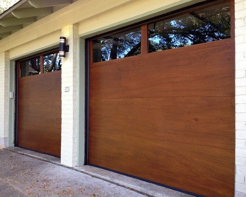 Lucas - Modern Flush Style Custom Wood Garage Door — Lux Garage Doors