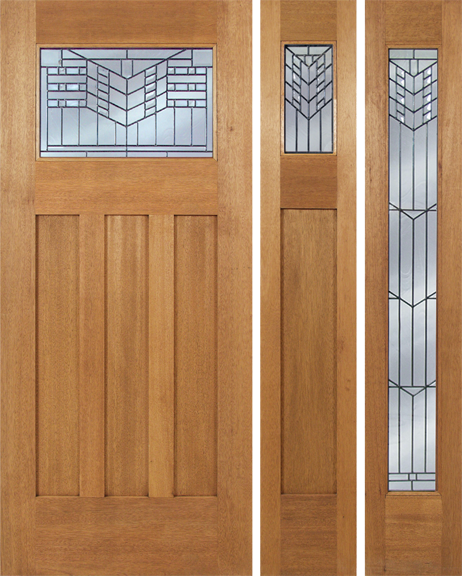Matteo - Craftsman Design Mahogany Wood Door with Beveled Glass