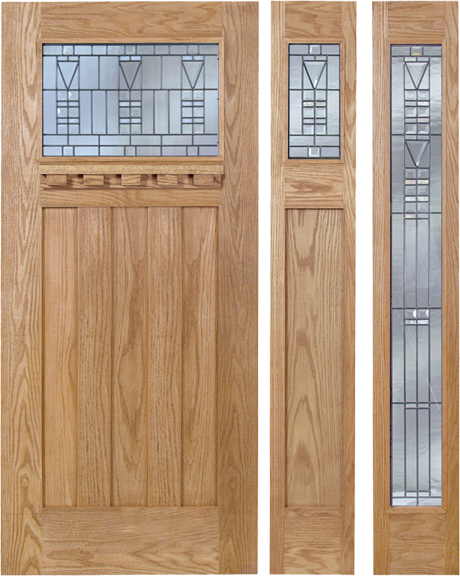 Noelle - Craftsman Design Oak Wood Door with Beveled Glass