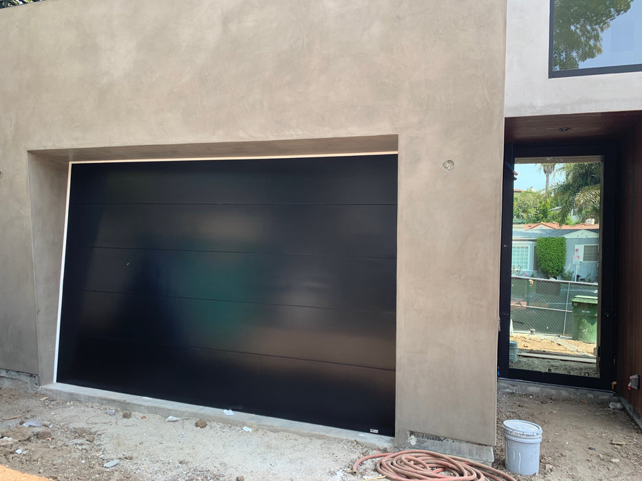 Novo - Smooth Flush Panel Steel Garage Door With Windows Modern Design