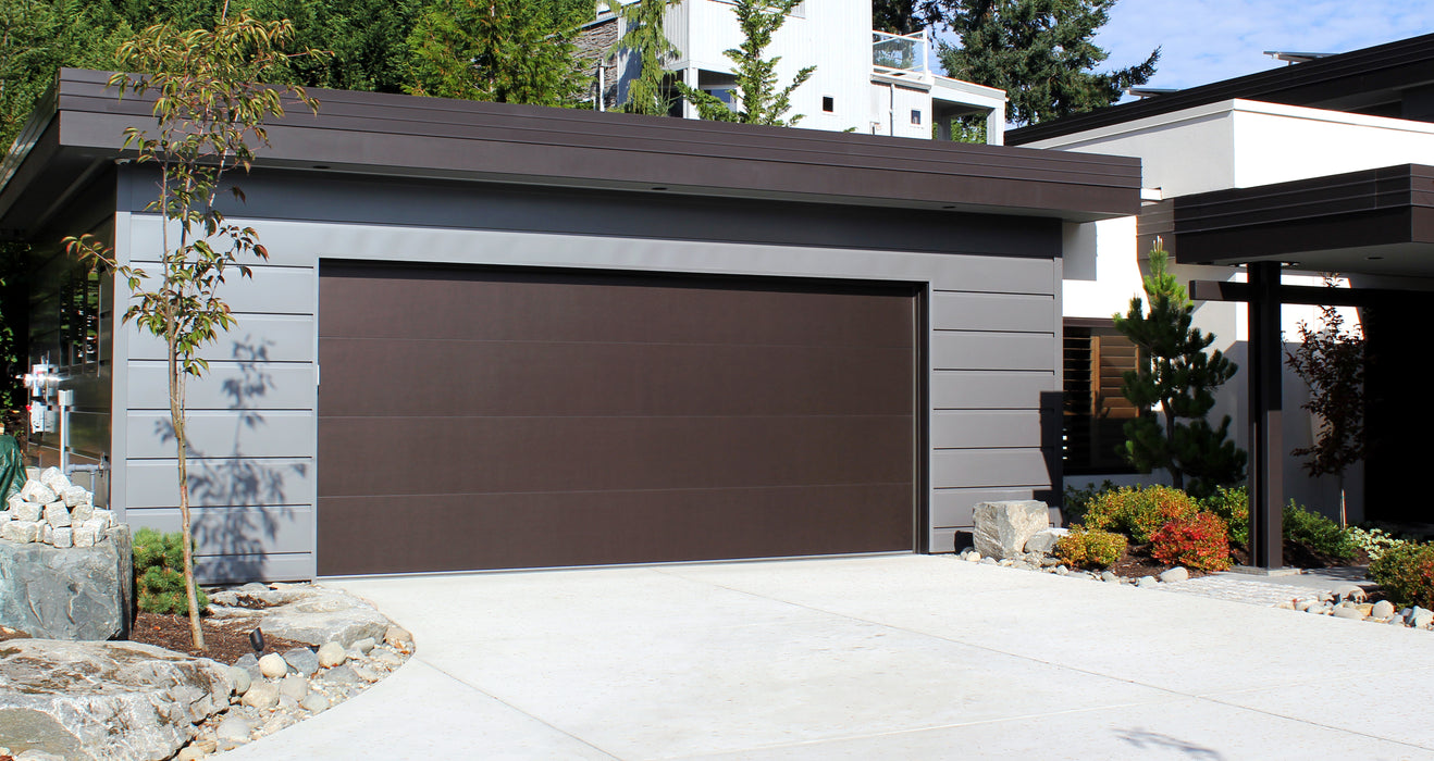 Novo - Smooth Flush Panel Steel Garage Door With Windows Modern Design