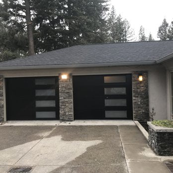 Novo - Smooth Flush Panel Steel Garage Door With Windows Modern Design