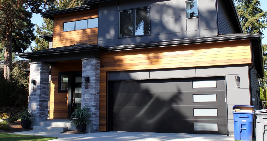 Novo - Smooth Flush Panel Steel Garage Door With Windows Modern Design