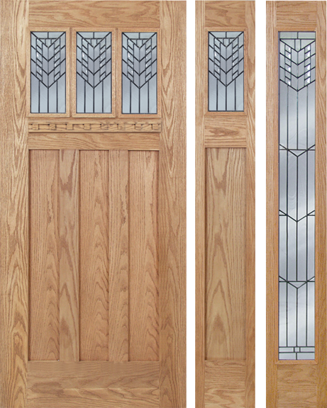 Sabrina - Craftsman Design Oak Wood Door with Beveled Glass