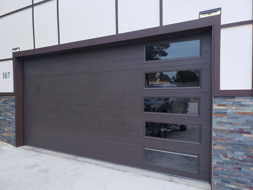 Mundo - Flush Panel Steel with a Natural Wood-Grain Texture Garage Doo ...